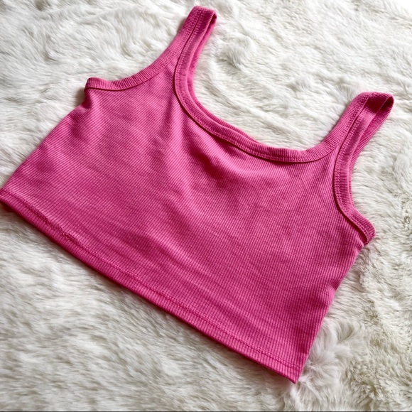 SHEIN Bright Pink Ribbed Cropped Tank Top - Picture 4 of 4